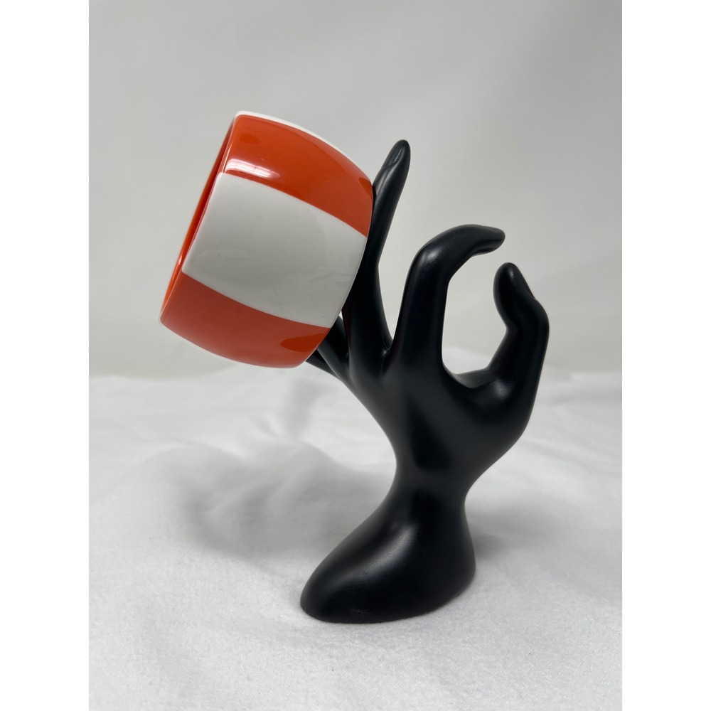 Vintage Women Striped Chunky Bangle Bracelet OS Orange White Retro Mod
